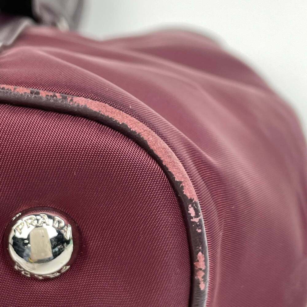 Prada Logo Handbag Tote Bag Nylon Bordeaux BN1841 Women's - Picture 3 of 8